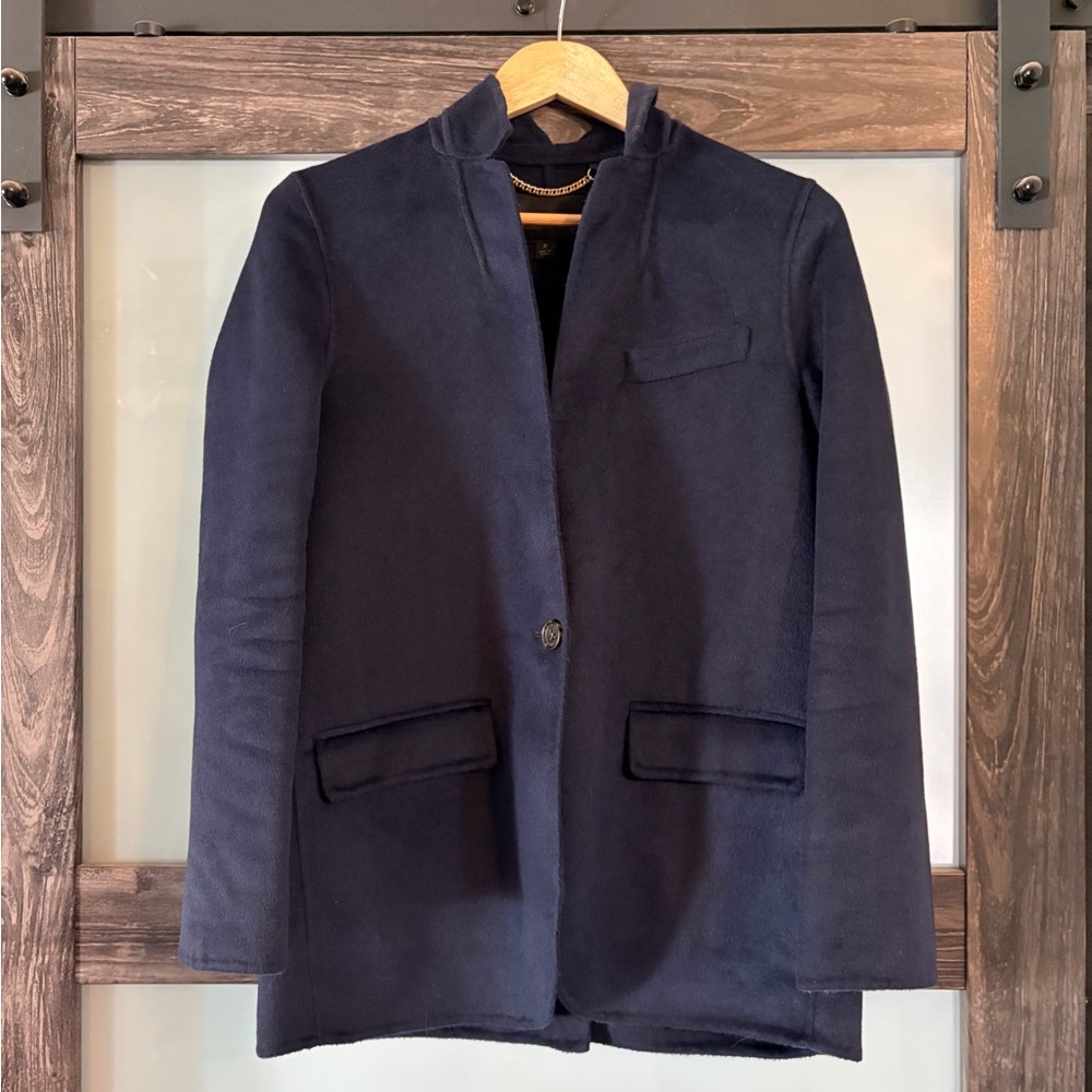 Navy Blue J. Crew Leighton Blazer Jacket Double-Faced Blend
